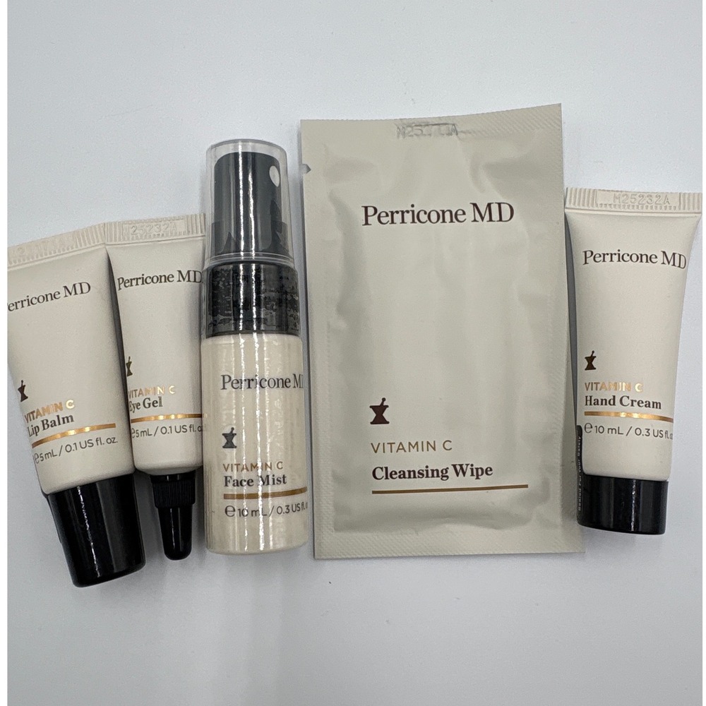 Perricone MD Skincare Set Travel Size White Vitamin C Brightening Glow Kit 5pc